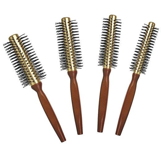 Tianba WB908 round brush range with gold-coloured vented barrels and brown wooden handles